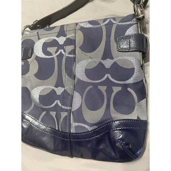 COACH crossbody bag authentic blue with silver - Picture 6 of 11